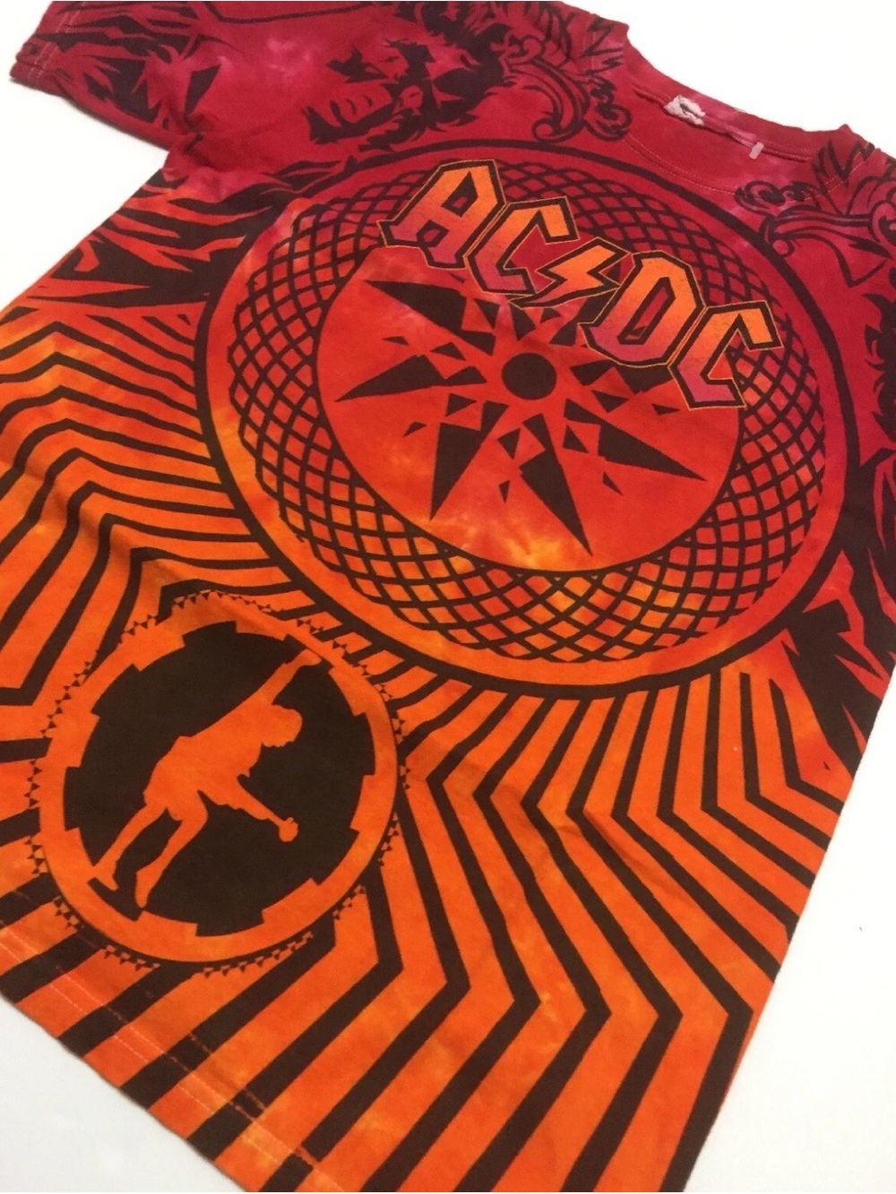 ACDC Black Ice T-Shirt World Tour 2009 Tie-Dye Size Medium AOP Rock Tee - Picture 2 of 12